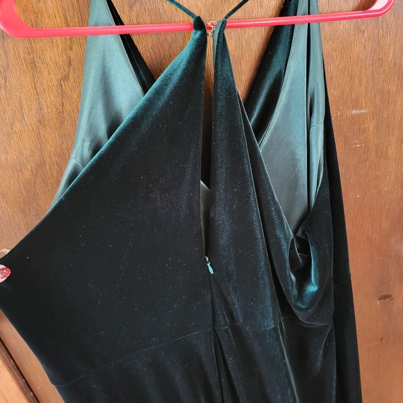 Jenny Yoo velvet green maxi dress womens 24 - Picture 6 of 10